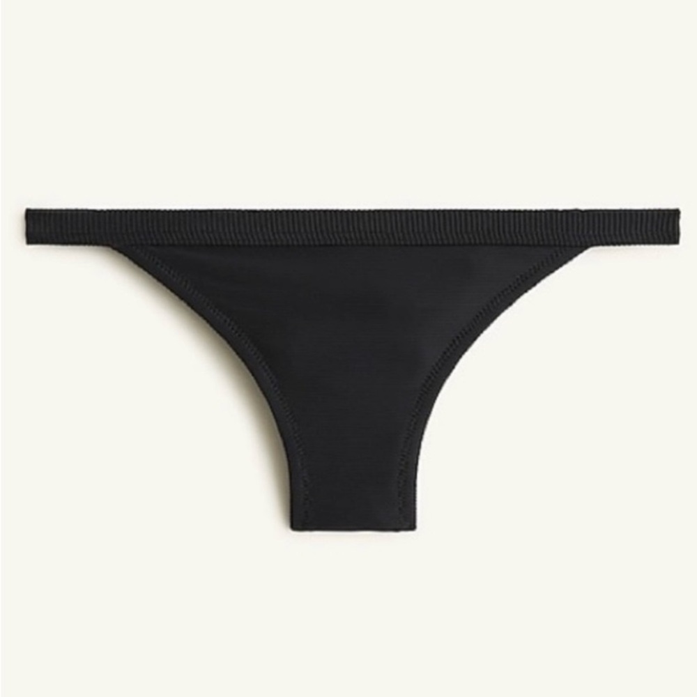 J Crew Size 3X Black Ribbed Trim Low Rise Full Coverage Bikini Bottom NWT